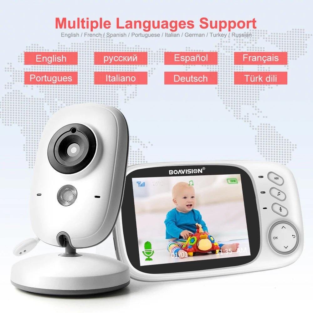 Baby Monitor 2.4G Wireless Video with 3.2" LCD, 2-Way Audio, Night Vision